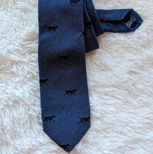 Navy Blue Tie with Dog Print
